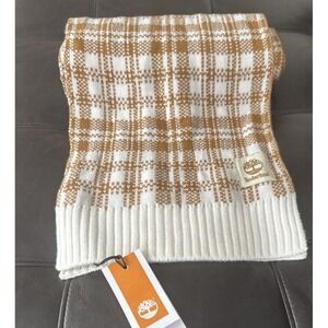 Timberland Scarf Buffalo Plaid Beige Off-White T101808 Fall Winter 10" x‎ 68"
